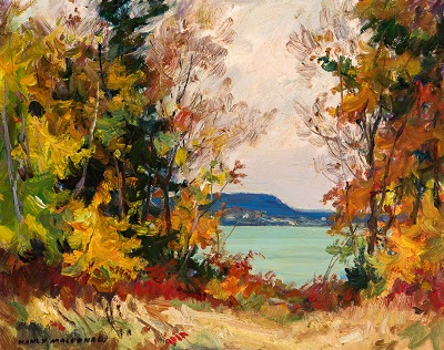 Manly MacDonald - Fall Scene on Bay with High Shore Road